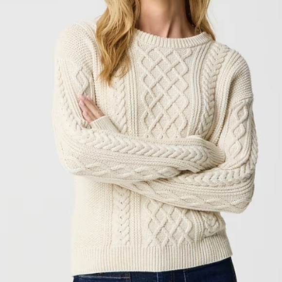 J. Crew Sweaters - J.crew Medium Women's Cream Cotton Cable Knit Sweater